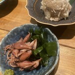 鳥酎 - ホタルイカとツナらっきょう　ツナらっきょう旨い