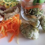 壱弐参 CAFE - 紅はるかのフリッター あおさ風味と2種のにんじんのラぺ