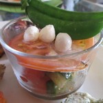 壱弐参 CAFE - パールモッツアレラ、熊本のプチトマトなどのサラダ