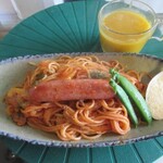 壱弐参 CAFE - ソーセージのナポリタン（スープ付き）1,200円