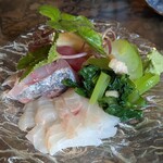 おつまみや はじめちゃん - おさしみ3種もり(マグロ･ヒラメ･アジ)