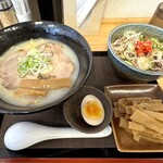 麺こころ - ラーメン+チャーシュー丼+メンマ