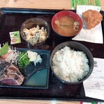 明神丸 - 塩たたき定食(7貫)とうつぼ天ぷら