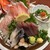 海鮮居酒家 七福水産 - その他写真:いいとこ三点盛り(金目鯛、カツオ、ホッキ貝、真鯛、真鯛皮のポン酢和え)