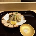 帰燕 - めひかり　とら河豚　みょうが　