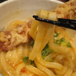極浄うどん うだま - 2015.1釜玉小、ちく天トッピング