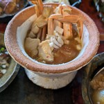 生姜料理 しょうが - 選べる惣菜ひとつ目は３人ともに「渡り蟹とアサリの韓国風味噌スンドゥブ」。豆腐にも味が滲みいて美味しかった〜♪　渡り蟹もチュチュッと食べました！