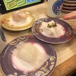 回転寿し トリトン - 帆立重ね乗せ、フグ、真イカ