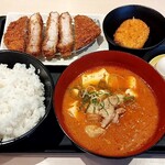 松のや - 料理写真:鶏豆腐キムチチゲ超厚切りリブロースかつ定食