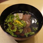 鷹匠鍋 あか羽 - 猪椀　猪(尾道)、天然なめこ、香茸