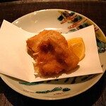 淡流 - ふぐのあらのおかき揚げ、すだち
