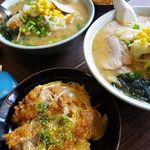 Koubeya Shiyokudou - みそラーメン（普通盛り）とカツ丼のセット