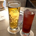 オールデイダイニング ジノーン - ドリンク写真:ノンアルビールとアイスティーのストレート