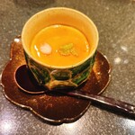 厨 花膳 - あん肝とマダチの茶碗蒸し