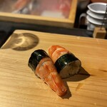 鮨ざこや - かにみそ入り大正エビ