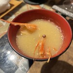 鮨ざこや - ボタンエビの味噌汁