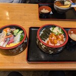 吉里吉里 - 海鮮二段どんぶり（上下）