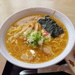 鶏源ラーメン - 味噌ラーメン(大盛)‥鶏出汁が、キレイなデェ～旨ぁ…。