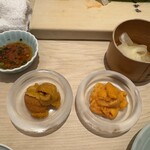 鮨いしかわ - 箱ウニ、塩水ウニ食べくらべ