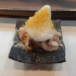 寿司栄 - 虎河豚の焼き白子・泡酢橘添え