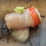 寿司栄 - 伊豆大島産トロ金目鯛、塩昆布巻き