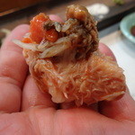 寿司栄 - 毛蟹の握り、内子と外子添え