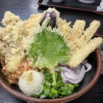 篁園 - 野菜天ぷらぶっかけうどん