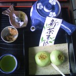 茶室静香亭 - 煎茶セット　新茶まんじゅう付き