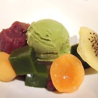 今半万窯 新宿店 - 会席 桂 9504円 の抹茶のあんみつ
