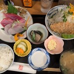 莫山 - 地アジフライとお刺身の定食　2079円