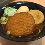 駅そば 清流そば - おでんそば(がんもどき＋煮たまご)@税込540円、さつま揚げ@税込200円