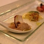 グランシェール 葉山庵 - アミューズ　①マッシュルームのムース　②シラスととびこ　③