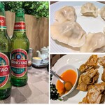 梅蘭 - 青島ビール620円×2、水餃子6個入り780円、揚げワンタン8個入り814円✨️揚げワンタンは他チェーンでも なかなかみないメニュー♪ケチャップベースのソースが合ってパリパリです♪