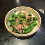 三代目 まる天 - 菜の花とベーコンのバター炒め