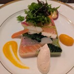 東洋軒 - 鮮魚と季節野菜のテリーヌ　自家製カラスミ