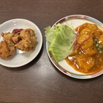 生野飯店 - おつかれセット（唐揚げ、海老チリ）