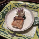 京都 つる家 - 菊菜 穴子唐揚げ