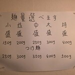 中華そば ほん田 - 麺量