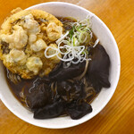 二葉 - かけそば@税込380円＋アサリかき揚げ@税込220円＋木クラゲ@税込120円