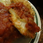 かつれつ四谷たけだ - 【NEW】大きなチキンカツ・サルサソース断面