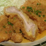 かつれつ四谷たけだ - 【NEW】大きなチキンカツ・おろしポン酢断面