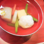 食楽 板垣 - 椀物中身　海老真薯・蕪・金針菜・卵葛豆腐