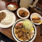 かつれつ四谷たけだ - カキバター焼定食 ¥2,000＋トッピングカキフライ ¥600＋トッピングミニメンチ ¥450＋トッピングカレーちょいがけ ¥200