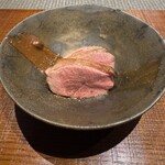 とき - 近江鴨炭火焼き、自家製味噌で（瞬間的燻製で香り付）