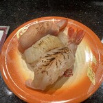 金沢まいもん寿司 - 炙り三昧(サーモン炙り、えんがわ炙り、赤えび炙り)