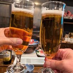 旬彩 天ぷら 心来(しんら） - ふたりで乾杯ぁ～イ！