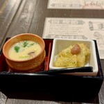 炉端 まるじゅう - 茶碗蒸しと山芋の磯辺揚げ