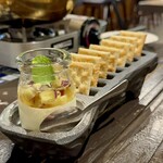 炉端 まるじゅう - デザートはチーズプリンとクラッカー