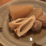 臥薪 武蔵小杉店 - 関東煮盛り合わせ（大根、つくね、ちくわ）