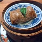 枸杞 - 本日の一等賞、湯葉巻茸、上湯スープかけ。